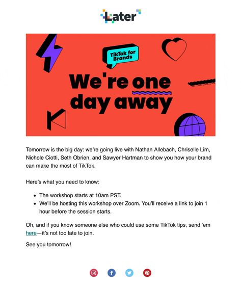 Later Reminder Mailing for Webinar on TikTok for Brnads Reminder Email Design, Emailer Design, Webinar Invitation, Webinar Design, Edm Design, Mailer Design, Landing Page Inspiration, Ads Creative Advertising Ideas, Presentation Design Layout