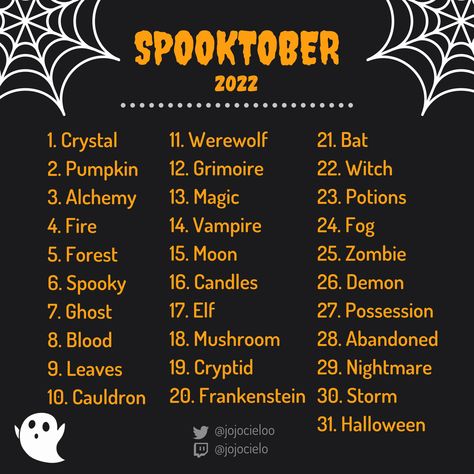 Inktober List, Spooky Drawings, Sketchbook Challenge, Oc Challenge, Drawings Ideas, Creative Drawing Prompts, Name Inspiration, Drawing Prompt, Art Prompts