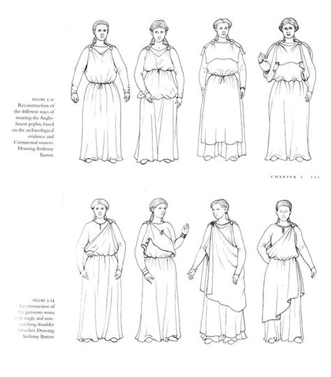 Peplos Dress, Anglo Saxon Clothing, Roman Clothes, Anglo Saxon History, Roman Dress, Celtic Clothing, Medieval Garb, Empire Romain, Early Middle Ages