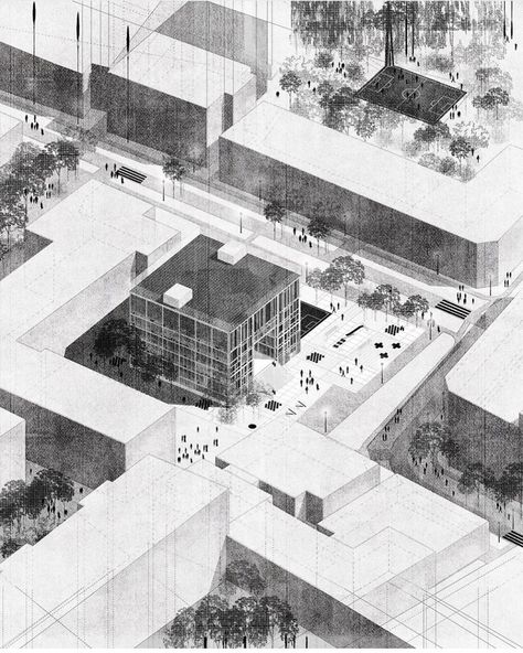 Archisource on Instagram: “Drawing by @diana.kaluhova -- Want to be featured? #archisource @archisource -- #archisource #architecture #architects #student…” Architecture Site Plan, Landscape Architecture Graphics, Axonometric Drawing, Architecture Panel, Instagram Drawing, Architecture Collage, Architecture Graphics, Architecture Rendering, Diagram Architecture