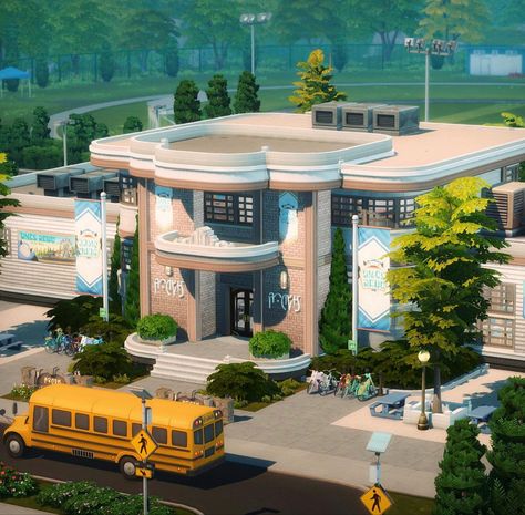 High School Layout Plan, School Layout Plan, High School Layout, Sims 4 School, Sims 4 High School, Houses Layout, Sims Lots, School Layout, Sims 4 Houses Layout