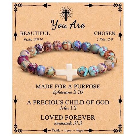 JoycuFF Christian Gifts Cross Bracelet for Women Faith Easter Catholic Religious Christian Jewelry, Meaningful Baptism Communion Natural Beads Bracelets Confirmation Jewelry, Gifts For Daughter, Christian Gifts For Women, Boys Jewelry, Religious Cross, Women Of Faith, Beads Bracelets, Christian Jewelry, Cross Bracelet