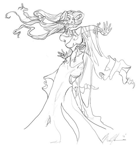 A banshee Banshee Art, Banshee Drawing, Banshee Character Art, Banshee Illustration, Avatar Banshee Concept Art, Avatar Banshee Drawing, Dnd Banshee Art, Lady Grey, Art Drawings Sketches