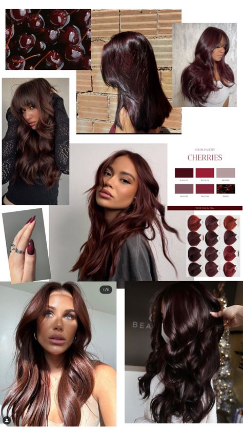 Black Cherry Hair, Stylish Hair Colors, Hair Color Chocolate, Wine Hair, Cherry Hair, Hair Tint, Cherry Chocolate, Hair Color Auburn, Pretty Hair Color