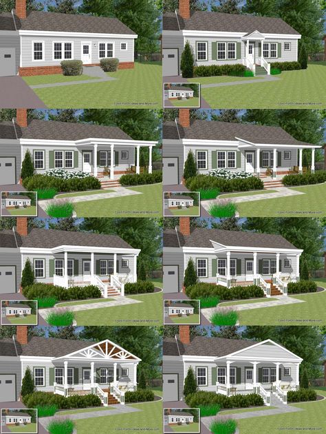 Front Porch Designs for a Ranch Style Home                                                                                                                                                      More Ranch Home Designs, Renovation Facade, Front Porch Addition, Veranda Design, Ranch House Remodel, Architecture Renovation, Ranch House Designs, Porch Remodel, Ranch Remodel