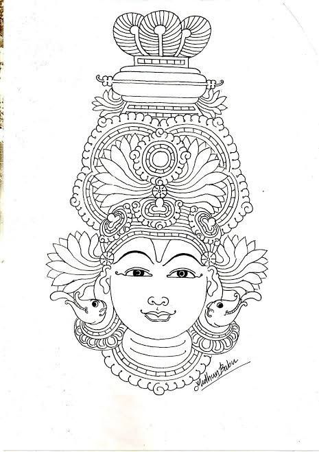 Simple Kerala Mural Painting Sketch, Embroidery Designs Simple, Simple Canvas Art, Design To Draw, Canvas Art Ideas, Embroidery Simple, Mural Art Design, Buddha Art Drawing, Lotus Flower Art