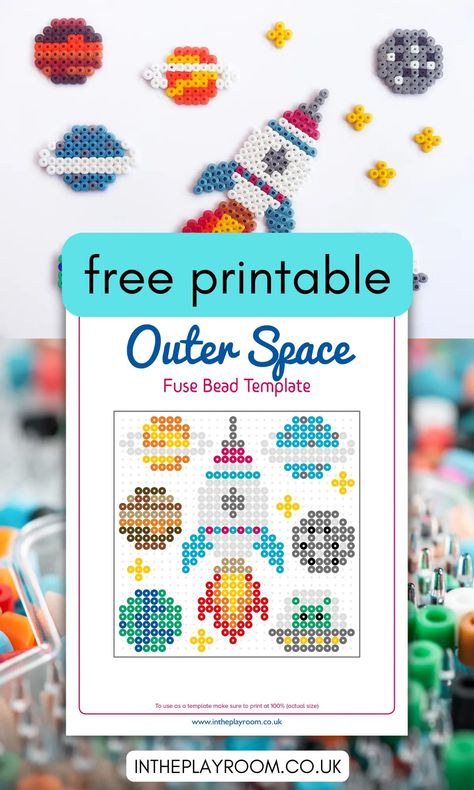 Free printable perler bead templates. Perler bead space crafts for kids to make Perler Bead Printable Patterns, Perler Bead Patterns Printable, Space Perler Bead Patterns, Bead Templates, Space Crafts For Kids, Alien Crafts, Vbs 2023, Moon Crafts, Pearl Beads Pattern