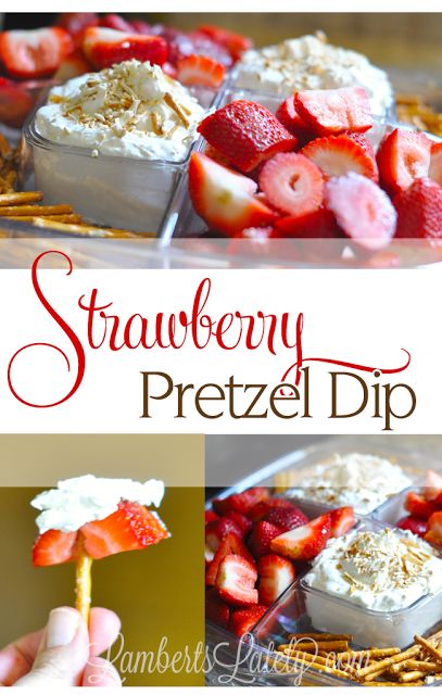 Strawberry Pretzel Dip Recipe - really similar to the Strawberry Pretzel Jello Salad dessert that's so popular, but with much less work! Strawberries Salad, Dips Party, Pretzel Dip Recipes, Pretzel Jello, Sweet Dip, Strawberry Pretzel Salad, Pretzel Salad, Strawberry Pretzel, Sweet Dips