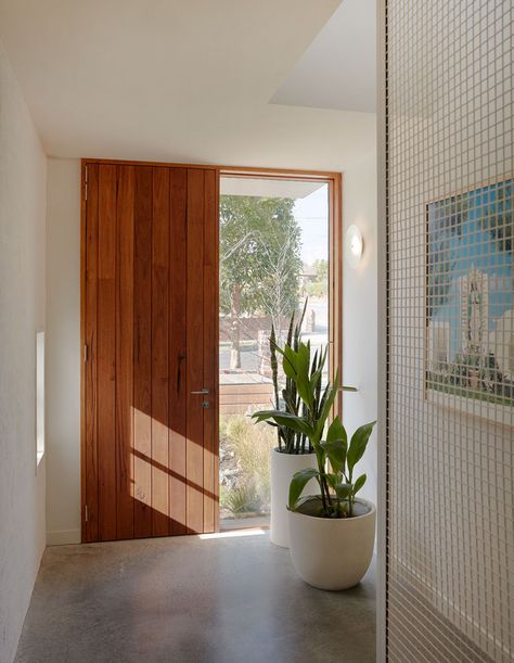 Reimagining The Suburban Townhouse Midcentury Modern Front Doors, Townhouse Porch, Interior Design Townhouse, Suburban Townhouse, Clinker Brick House, Clinker Brick, Townhouse Exterior, Two Is Better Than One, Two Of A Kind