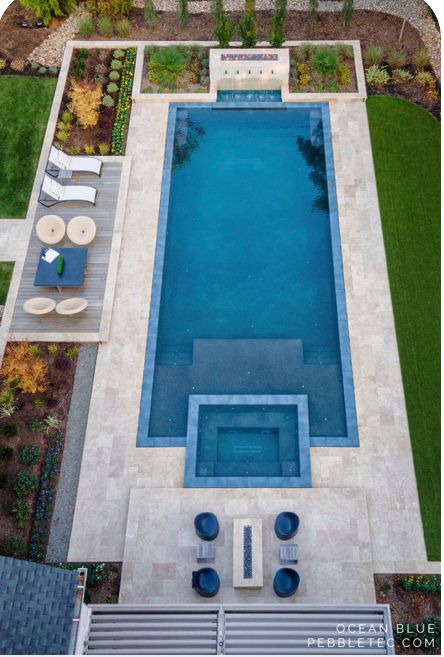 Residential Pool Ideas, Small Inground Pool Ideas With Hot Tub, Outdoor Inground Pool Area Ideas, Pool And Outdoor Living Area, Kidney Pool Ideas, Pool Lanai Ideas, Rectangular Pool With Tanning Ledge, Cool Pool Ideas, Hot Tub Pool Combo