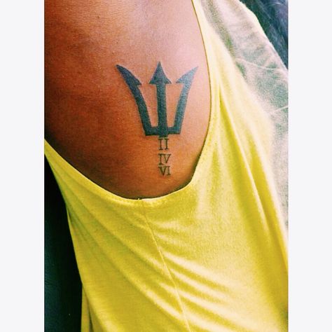 Barbados is my home No matter where I roam  #barbados Bajan Tattoo Ideas, Barbados Trident Tattoo, Caribbean Tattoo Ideas For Women, Barbados Tattoo Ideas, Caribbean Tattoos, Barbados Tattoo, Trident Symbol, Sea Tattoos, Stick Poke