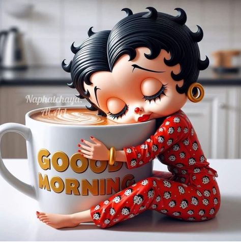 Betty Boop Coffee, Betty Boop Posters, Cute Good Morning Gif, Happy Day Quotes, Betty Boop Classic, Betty Boop Quotes, Good Morning Funny Pictures, Cute Good Morning Images, Funny Good Morning Quotes