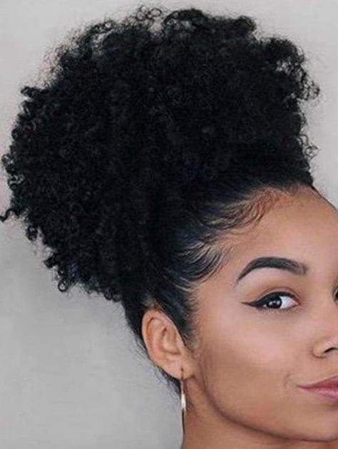 Synthetic Afro Curly Chignon Hair Bun - BLACK Curly Chignon, Curly Drawstring Ponytail, Chignon Hair, 100 Human Hair Extensions, Clip In Ponytail, Pelo Afro, Short Hair Wigs, Afro Puff, Synthetic Hair Extensions