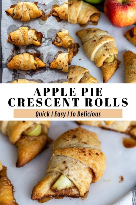 These Apple Pie Crescent Rolls are super simple to make and prefect for simple fall baking (or anytime of the year really!). Great for breakfast, dessert, or even delicious snacking! A vegan recipe that's easy enough to make with kids. Apple Cresent Rolls, Apple Crescent Roll Dessert, Cresent Roll Desserts, Crescent Roll Apple Turnovers, Apple Pie Crescent Rolls, Crescent Roll Snacks, Apple Cinnamon Crescent Rolls, Crescent Roll Apple Pie, Apple Crescent Rolls