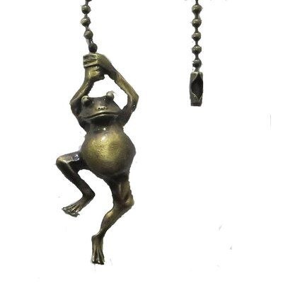 Antique brass decorative FROG fan pull chain. The frog measures 1 1/8" wide x 3" tall. It has a 24" beaded chain with a connector that connects to the standard beaded chain. Designs Lighting | Designs Lighting Frog Ceiling Fan Pull-chain 3.0 H x 1.0 W x 12.0 D in Metal | 3" H X 1" W X 12" D | Wayfair Fan Design Ceiling, Frog Room Decor, Frog Doorknob, Toad Singing Chandelier, Pull Chain Light Fixture, Pirate Monkey Lamp, Frog Pendant Necklaces, Frog Pendant, Ceiling Fan Makeover