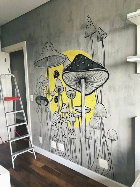 Wall Murals Diy, Creative Wall Painting, Room Wall Painting, Bedroom Murals, Wall Painting Decor, Wallpaper Home Decor, Soyut Sanat Tabloları, Deco Originale, Wall Drawing