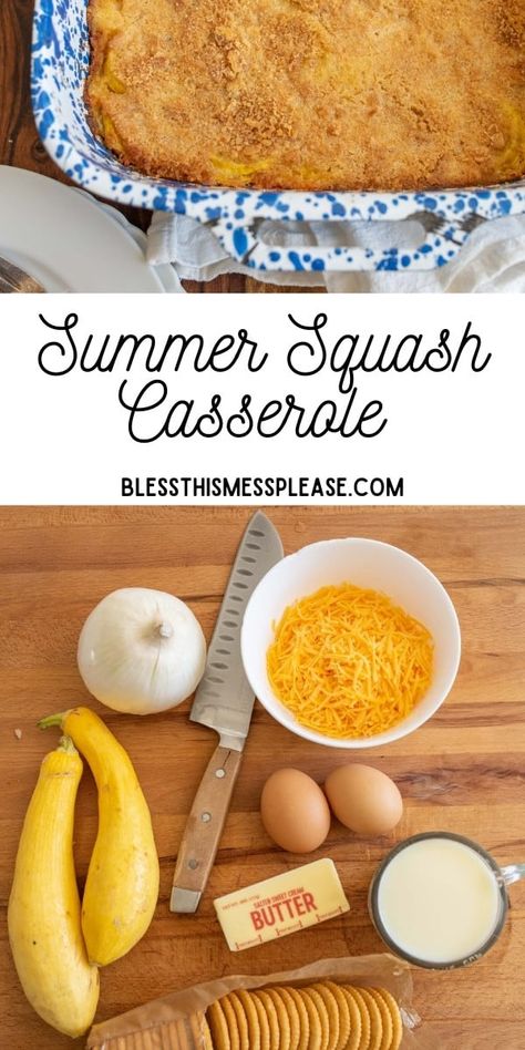 Easy Yellow Squash Recipes, Cheesy Squash Casserole, Easy Squash Casserole, Squash And Onions, Baked Summer Squash, Cheesy Squash, Ritz Cracker Topping, Vegetable Casseroles, Southern Squash Casserole