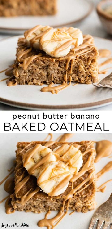 This Healthy Peanut Butter Banana Baked Oatmeal is the perfect make-ahead or meal prep breakfast recipe! It's made with 10 ingredients in 30 minutes and it's gluten-free, dairy-free, & vegan-friendly with no refined sugar! Peanut Butter Banana Baked Oatmeal, Baked Oatmeal Recipe, Banana Baked Oatmeal, Prep Breakfast, Baked Oatmeal Recipes, Oatmeal Recipe, Healthy Peanut Butter, Healthy Oatmeal, Baked Banana