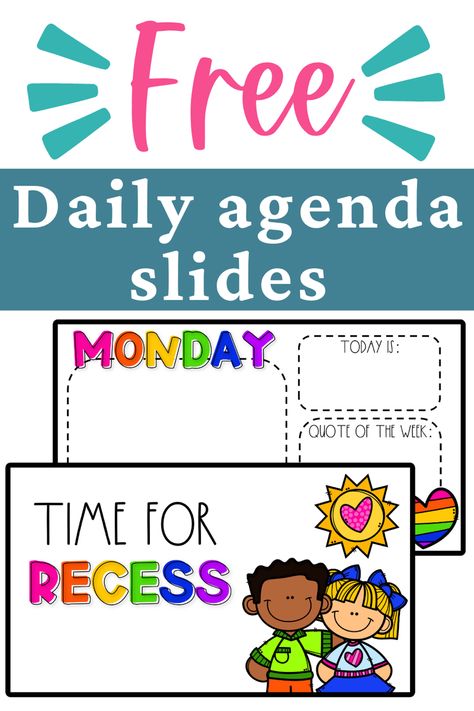 Use these FREE daily agenda slides to keep your teaching on track no matter what your day throws at you! Enjoy this Teacher freebie from Grace Over Grades! Classroom Slides Template Free, Kindergarten Morning Slides, Classroom Slides Template, Daily Slides For Classroom, Free Google Slides Templates, Classroom Agenda, Daily Agenda Slides, Classroom Slides, Classroom Incentives