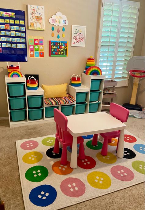 Toys Organization Ideas, Toys Organization, Home Daycare Ideas, Daycare Rooms, Small Playroom, Hamilton Jokes, Daycare Decor, Furniture With Storage, Daycare Design