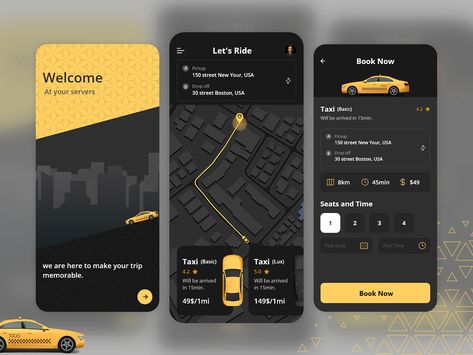 Online Taxi Booking App Concept by aPurple on Dribbble Mern Stack Developer, Taxi Booking App, App Map, Ui Ux 디자인, App Design Layout, Ux App Design, Taxi App, Ui Design Trends, App Concept