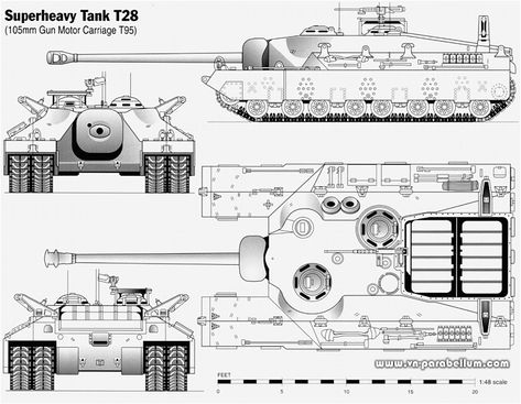 The T28 super-heavy tank and T95 tank destroyer (gun motor carriage to be exact) was a very heavyweight tank project. The tank was built to ... Super Heavy Tank, Super Tank, Tank Drawing, Usa Tank, Tank Armor, Automobile Engineering, Tank Destroyer, Model Tanks, World Of Tanks