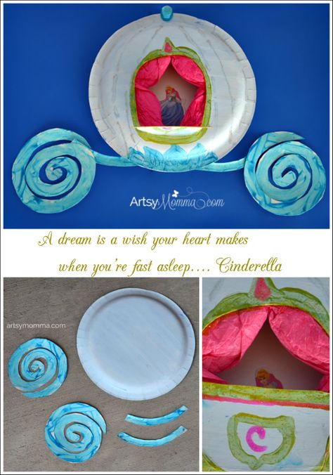 Cinderella Crafts Preschool, Cinderella Crafts, Plate Crafts For Kids, Disney Crafts For Kids, Cinderella's Carriage, Fairy Tale Crafts, Cinderella Art, Paper Plate Craft, Princess Crafts