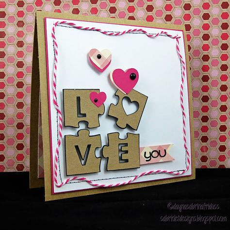 Puzzle Piece Crafts, Dt Projects, Love You To Pieces, Handmade Gifts Diy, Puzzle Crafts, Hello Cards, Wedding Anniversary Cards, Punch Cards, St Valentin