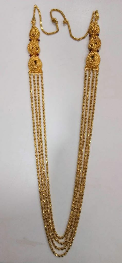 New Model Long Chains Gold, Long Chain Designs Gold 50 Grams, Ranihar Design Gold, Palakasarlu Gold Chain, Chandraharam Latest Designs, Chandraharam Designs, Long Chains Indian Gold Traditional, Pusthela Thadu Chain Designs Latest, Chandra Haram Designs Gold