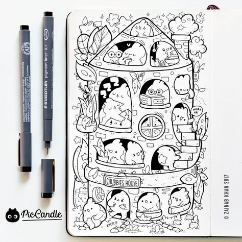 ------------------------------------  ❋ For More PicCandle ❋ YouTube | Facebook | Instagram | Twitter | Pinterest | Tumblr | deviantART | Etsy Pic Candle Doodle, Drawing Ideas Easy Doodles, House Doodle, Kawaii Doodle, Doodle Monster, Pic Candle, Doddle Art, Arte Doodle, Doodle Art Flowers