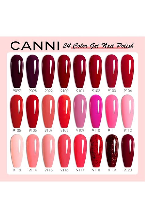 CANNI 30Pcs 9ML Hema-free Gel Nail Polish Set,Dark Red Hot Pink Purple Brown Burgundy Red Gel Polish Kit Soak Off LED Nail Gel Polish Set Nail Art Starter Manicure Salon DIY at Home Red Gel Polish, Nails Classy, Ad Home, Nail Polish Set, Gel Nail Polish Set, Nail Polish Sets, Nail Gel, Red Hot, Gel Nail