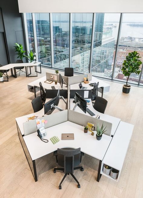 Work Station For Office, Working Station Office, Collaborative Workspace Offices, Large Open Office Space Ideas, Open Space Office Design Work Stations, Shared Workspace Office, Small Open Office Design, Work Stations Office Design, Innovative Office Design Workspaces