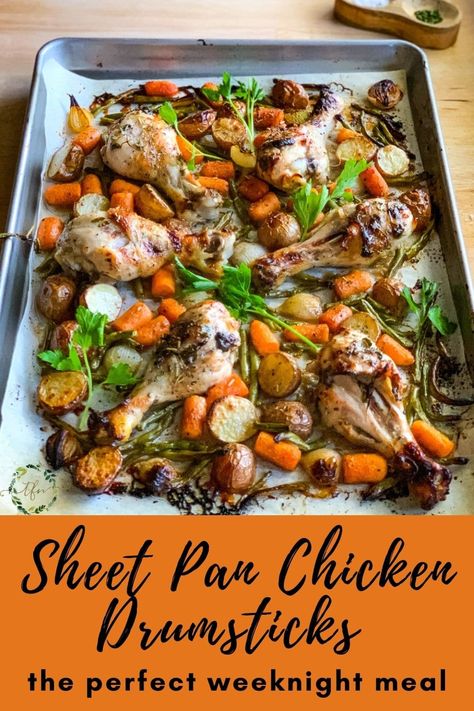 Sheet Pan Chicken Drumsticks, Chicken Drumsticks And Potatoes, Balsamic Chicken And Veggies, One Pan Balsamic Chicken, Balsamic Chicken Recipes, Sheet Pan Dinners Chicken, Easy Sheet Pan Dinners, Chicken And Veggies, Sheet Pan Chicken