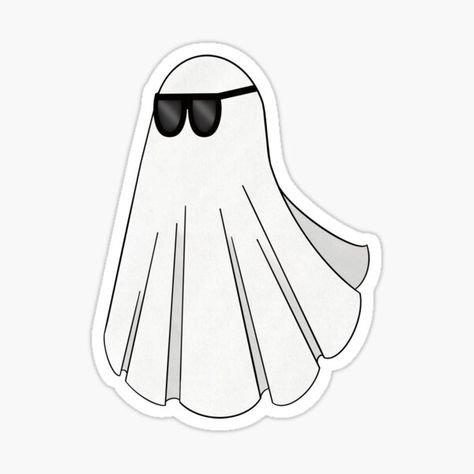 Ghost with Sunglasses. Designed by Xernition. • Millions of unique designs by independent artists. Find your thing. Ghost With Sunglasses Drawing, Ghost With Sunglasses Painting, Ghost In Sunglasses, Ghost With Glasses, Ghost With Sunglasses, Sunglasses Sticker, Sheet Ghost, College Stuff, Halloween Pins