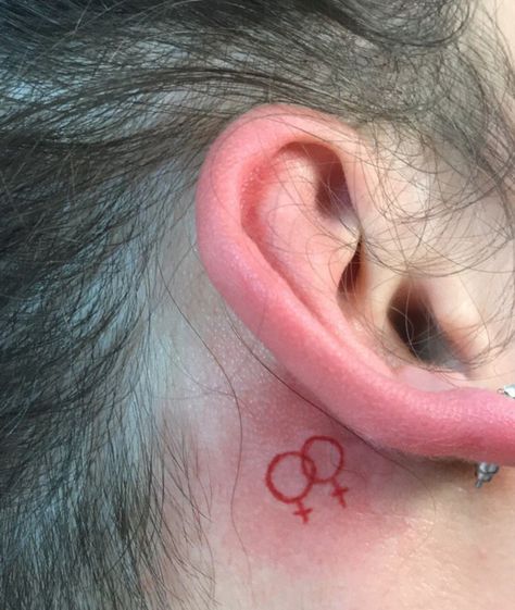 Small Lesbian Tattoos, Lesbian Tattoo Aesthetic, Double Venus Tattoo, Lesbian Symbol Tattoo, Sapphic Tattoo Minimalist, Subtle Gay Tattoo, Wlw Tattoo Ideas, Bi Tattoos, Alex G Tattoo