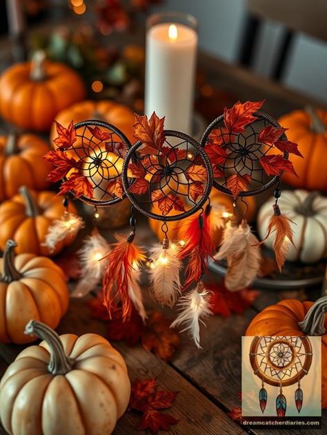 Mini dreamcatcher clusters are a captivating addition to boho fall decor. These delicate pieces not only enhance your space with their whimsical charm but also embody the rich symbolism of protection and positivity. Discover how they can transform your autumn aesthetic and create a unique atmosphere that resonates deeply. #boho #bohemian #decor #natural Mini Dreamcatcher, Boho Fall Decor, Fall Color Schemes, Dreamcatcher Design, Boho Dreamcatcher, Diy Boho Decor, Mixed Media Design, Candle Glow, Diy Boho