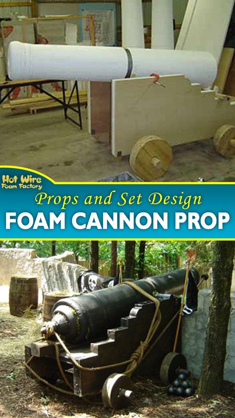 Pirate Cannon Diy, Pirate Canon Diy, Diy Cannon Prop, Diy Cannon Pirate, Diy Canon Pirate, Pirate Props Diy How To Make, Pirates Of The Caribbean Props, Pirates Of The Caribbean Decorations Diy, Diy Pirate Cannon