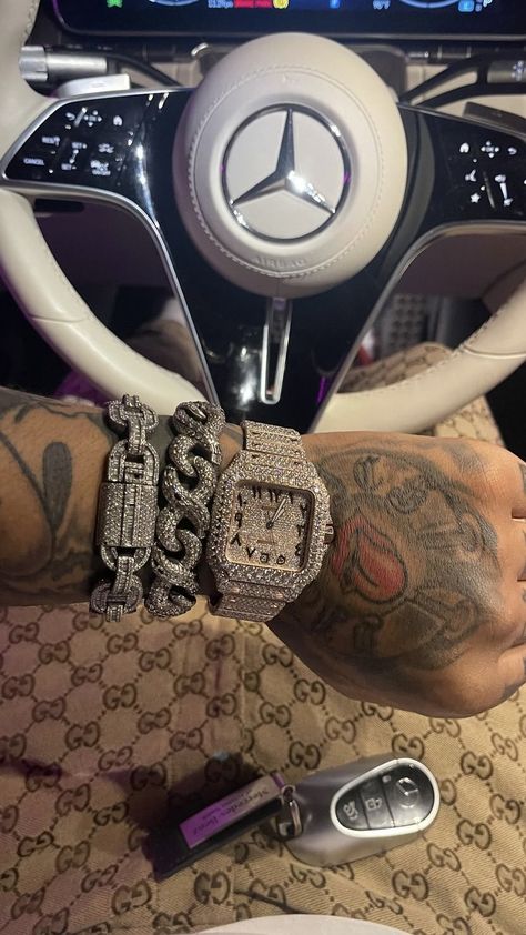 Iced Out Aesthetic, Rich Lifestyle Luxury Men, Mens Jewelry Aesthetic, Ice Jewelry, Black Demon, Mens Luxury Lifestyle, Luxury Lifestyle Aesthetic, Drippy Outfit, Glamour Outfit