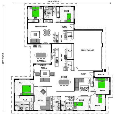 Highgrove-361-with-attached-granny-flat-2 Attached Granny Flat, House With Granny Flat, Connected Homes, Granny Flat Plans, Stroud Homes, Multigenerational House Plans, Multigenerational House, Flat Plan, Inlaw Suite