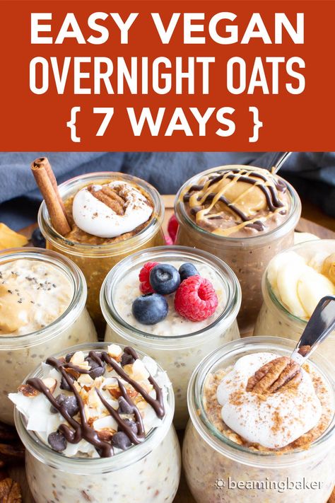 Overnight Vegan Oats, Vegan Breakfast Oats, Vegetarian Overnight Oats, Vegan Oats, Vegan Oat Breakfast, Raw Overnight Oats, Vegan Oatmeal Recipes, Overnight Oats Recipe Vegan, Vegan Overnight Oats Recipe