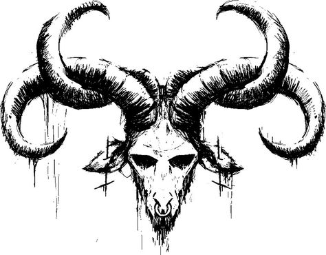 Dark Tattoos Creepy Demons, Goat Skull Drawing, Horns Ideas, Demon Tattoo Designs, Demonic Tattoos, Skull Drawing Tattoo, Demons Tattoo, 666 Tattoo, Drawing Tattoo Ideas