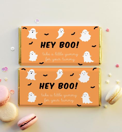 Chocolate Wrappers, Cute Halloween Trick Or Treat Chocolate Wrapper Favors, Halloween Party Thank You Favors, Trick or Treat Printable * TRY BEFORE YOU BUY * Copy and Paste the below link into your interest browser to try a demo of the template before purchasing: https://www.corjl.com/d/2O7A5B This is a Do-It-Yourself editable Chocolate Wrapper template using Corjl.com - We do not edit for you. Easily edit the template using corjl.com - an online template editor that allows you to personalise yo Moser Roth Chocolate, Trick Or Treat Printable, Chocolate Bar Favors, Halloween Favor Bag, Template Editing, Favor Bag Toppers, Chocolate Wrapper, Halloween Favors, Hershey Bar