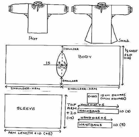 Making a Medieval Style Shirt | The Art of Making Things Medieval Shirt, Medieval Tunic, Mens Shirt Pattern, Medieval Pattern, Medieval Costume, Costume Patterns, Couture Mode, Century Clothing, Tunic Pattern