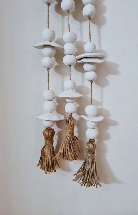 Garland Aesthetic, Clay Wind Chimes, Clay Garland, Garland Centerpiece, Aesthetic Clay, Clay Wall Hanging, Coil Pottery, Air Dry Clay Projects, Paper Mache Sculpture