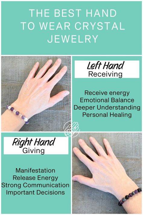 Crystal Bracelet Right Or Left, Receiving Hand For Crystals, What Wrist To Wear Crystals On, What Hand To Wear Crystal Bracelet, Which Wrist To Wear Crystal Bracelets, Which Wrist To Wear Crystals, Crystal Bracelet Placement, Wearing Crystal Bracelets, How To Wear Crystals