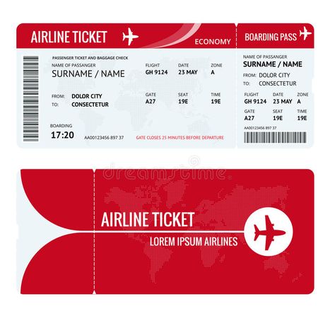 Airline ticket or boarding pass for traveling by plane isolated on white. Vector illustration. vector illustration Ghost Rider Wallpaper, Boarding Pass Template, Airplane Vector, Airline Ticket, Ticket Design, Army Pics, Airplane Tickets, Airline Travel, Ticket Template