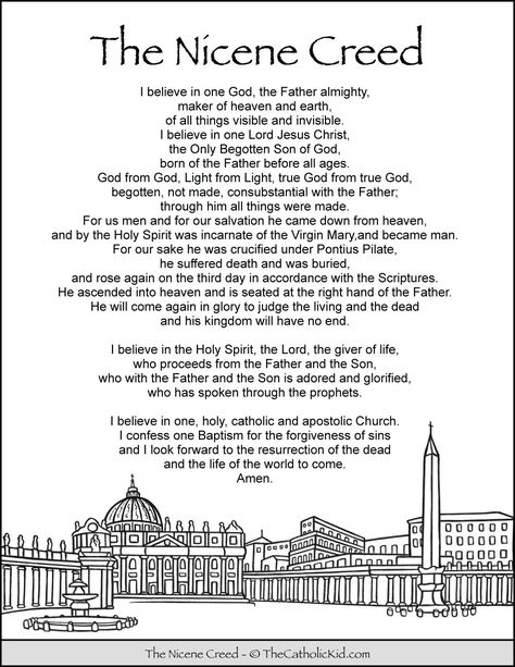 Catholic Prayers For Kids, Nicene Creed Catholic, Catholic Coloring Pages, Prayers For Kids, Formation Ideas, God Light, Nicene Creed, Catholic Prayers Daily, Bible Worksheets