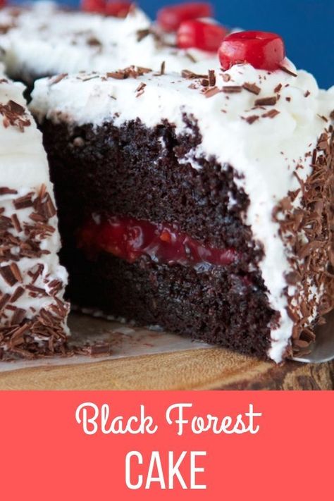 Cherry Filling For Cake, Blackforest Cake Recipes, Chocolate Cake With Cherry Filling, Cherry And Chocolate, Black Forest Cake Recipe Easy, Chocolate Cake With Cherry Pie Filling, Chocolate Cherry Desserts, Choc Cherry Cake, Chocolate And Cherry Cake