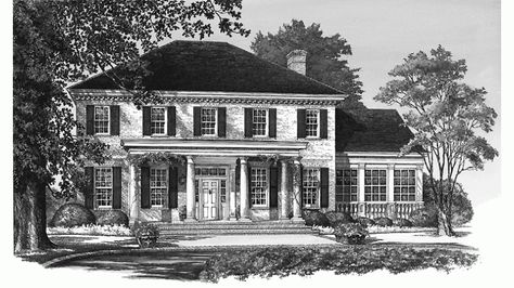 Front Southern Cottage House Plans, Colonial Floor Plans, Colonial House Floor Plans, Modern Colonial House, Stone House Plans, French Colonial Style, Southern Colonial, Colonial Style House Plans, Colonial Farmhouse