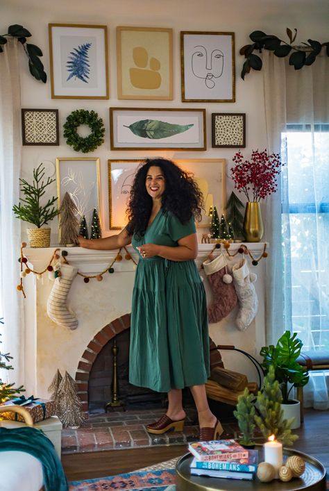 Who’s ready to start decorating for the holidays? Head to the blog to see how we brought a little boho flair to traditional holiday decor with @target #targetstyle Boho Fireplace Ideas, Boho Winter Decor, Mantle Decor Boho, Bathroom Renovation Shower, Boho Ideas, Future Space, Target Holiday, Bathroom Shower Design, Justina Blakeney